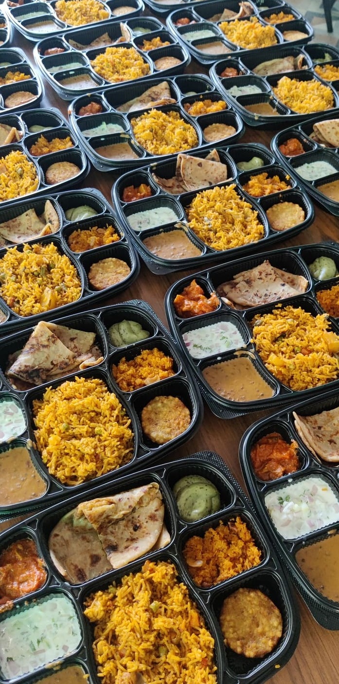 Professional corporate meal setup